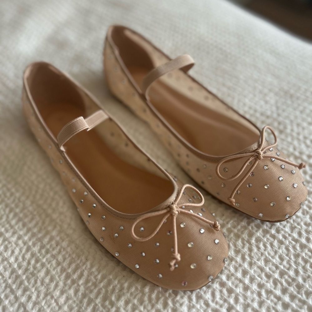 Nude Mesh Ballet Flats
